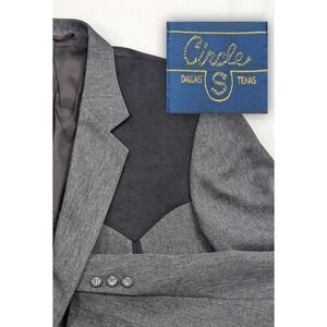 Circle S Western Cut Sports‎ Jacket Blazer Suit Coat Poly Blend 44L Gray Black